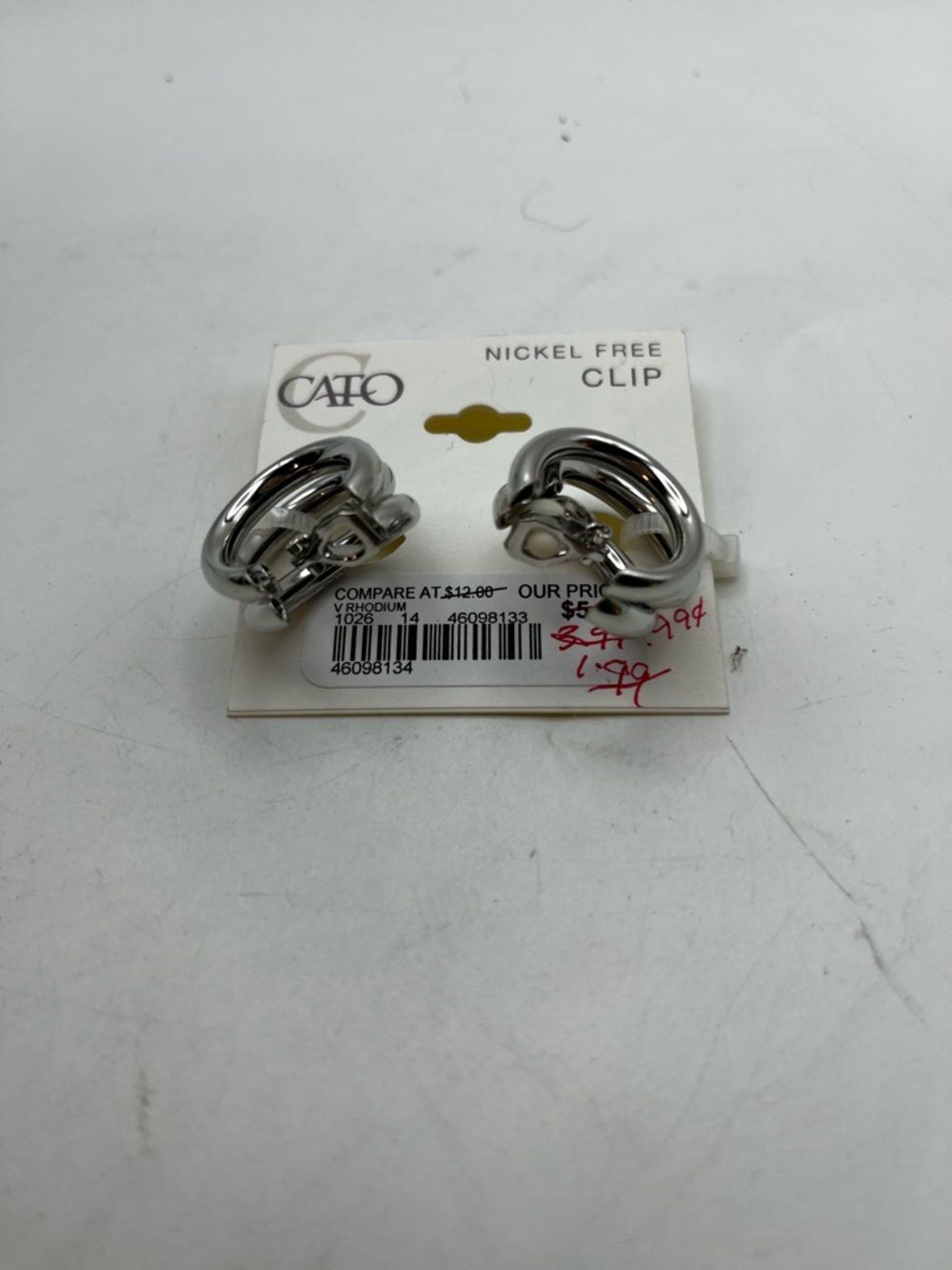 Cato Silver-Tone Double Hoop Clip Earrings